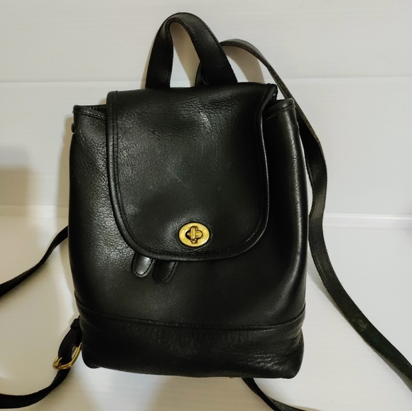 Vintage COACH Daypack Black Leather Drawstring Mini Backpack Bag 9960 US… - Picture 2 of 15